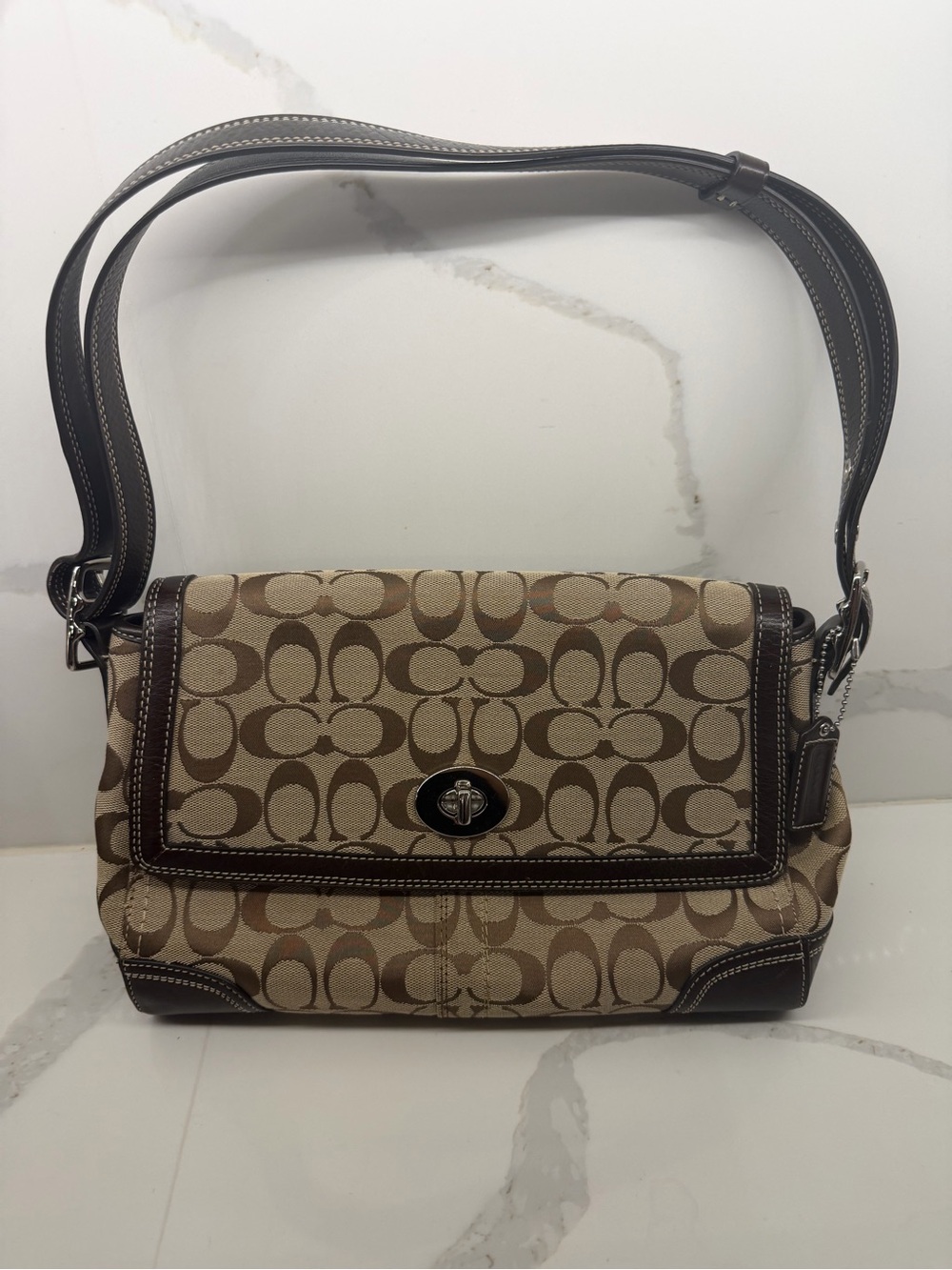 Vintage Coach Hampton Turnlock Shoulder Bag